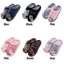 image-Cartoon Home Lucky Cat Cotton Slippers Fashion Home Lovers Men and Women Parent-child Shoes Non-slip Soft Coral Fleece Cotton Shoes