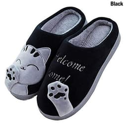 image-Cartoon Home Lucky Cat Cotton Slippers Fashion Home Lovers Men and Women Parent-child Shoes Non-slip Soft Coral Fleece Cotton Shoes