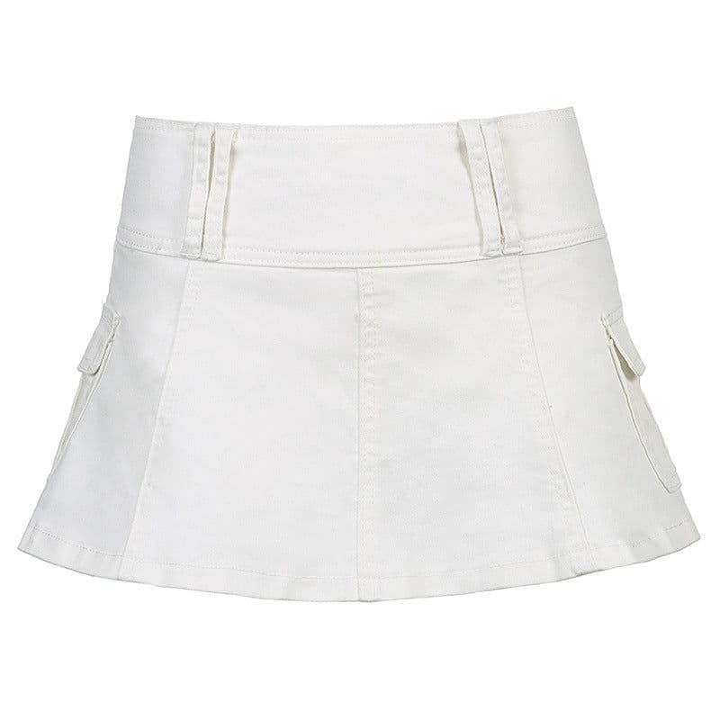 image-2021 summer new style solid color personality street hot girl style European and American cross-border women's denim pleated skirt skirt