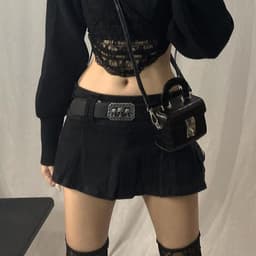 image-2021 summer new style solid color personality street hot girl style European and American cross-border women's denim pleated skirt skirt