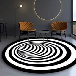 image-Cross-border 3D stereo black and white checkered vertigo carpet living room sofa coffee table mat illusion net celebrity creative circular floor mat