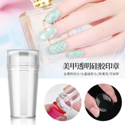 image-Cross-border exclusive nail art transparent transfer stamp 2.8cm with cover nail printing French nail stamp tool with scraper