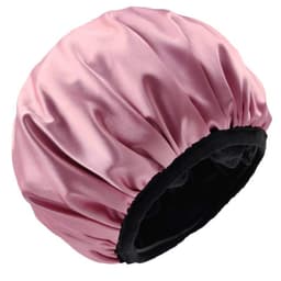 image-(MOQ=100PCS for each color)Amazon 2020 new double layer ladies shower cap waterproof satin fabric fiber absorbent fabric dry hair cap can be customized
