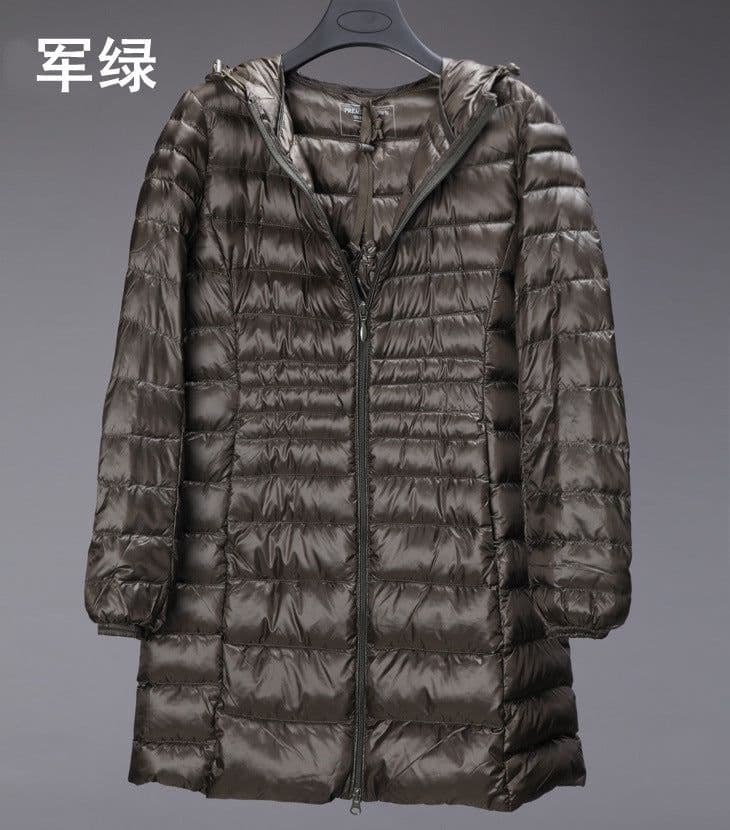 image-Cross-border women's clothing autumn and winter hooded down jackets plus size light and thin slim-fit mid-length women's jacket S-7XL