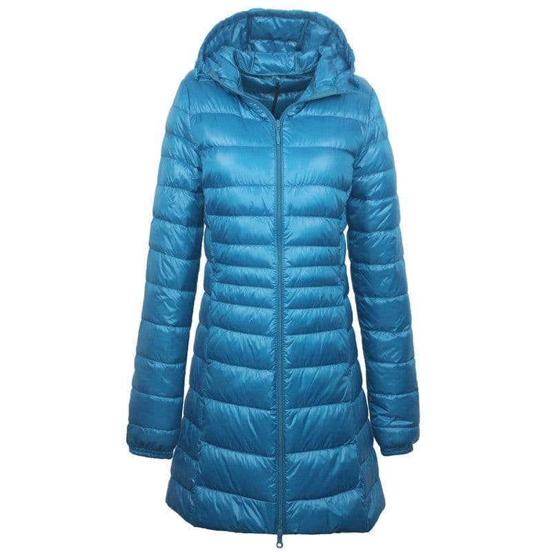 image-Cross-border women's clothing autumn and winter hooded down jackets plus size light and thin slim-fit mid-length women's jacket S-7XL