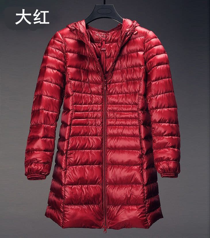 image-Cross-border women's clothing autumn and winter hooded down jackets plus size light and thin slim-fit mid-length women's jacket S-7XL