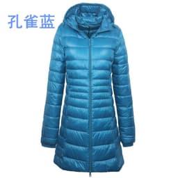 image-Cross-border women's clothing autumn and winter hooded down jackets plus size light and thin slim-fit mid-length women's jacket S-7XL