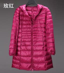 image-Cross-border women's clothing autumn and winter hooded down jackets plus size light and thin slim-fit mid-length women's jacket S-7XL