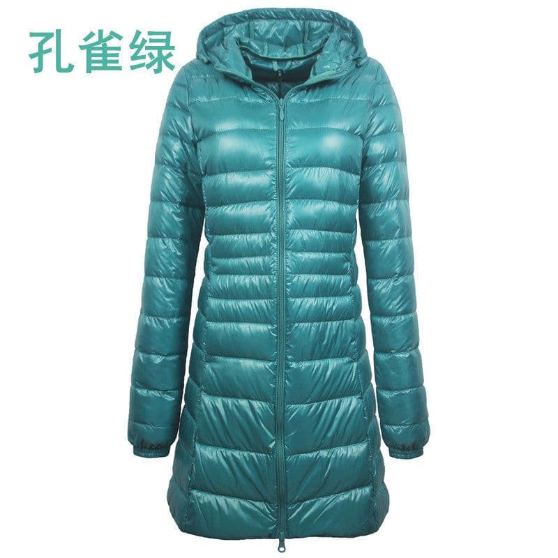 image-Cross-border women's clothing autumn and winter hooded down jackets plus size light and thin slim-fit mid-length women's jacket S-7XL