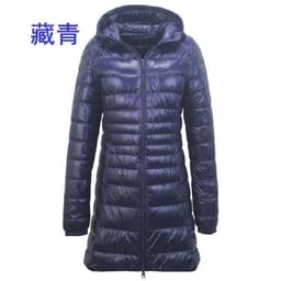 image-Cross-border women's clothing autumn and winter hooded down jackets plus size light and thin slim-fit mid-length women's jacket S-7XL