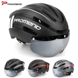 image-PROMEND mountain bike helmet and helmet integrated molding with LED warning light mountain riding equipment