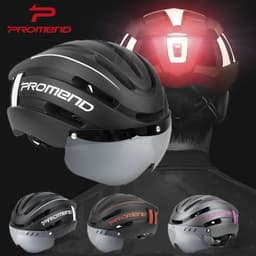 image-PROMEND mountain bike helmet and helmet integrated molding with LED warning light mountain riding equipment