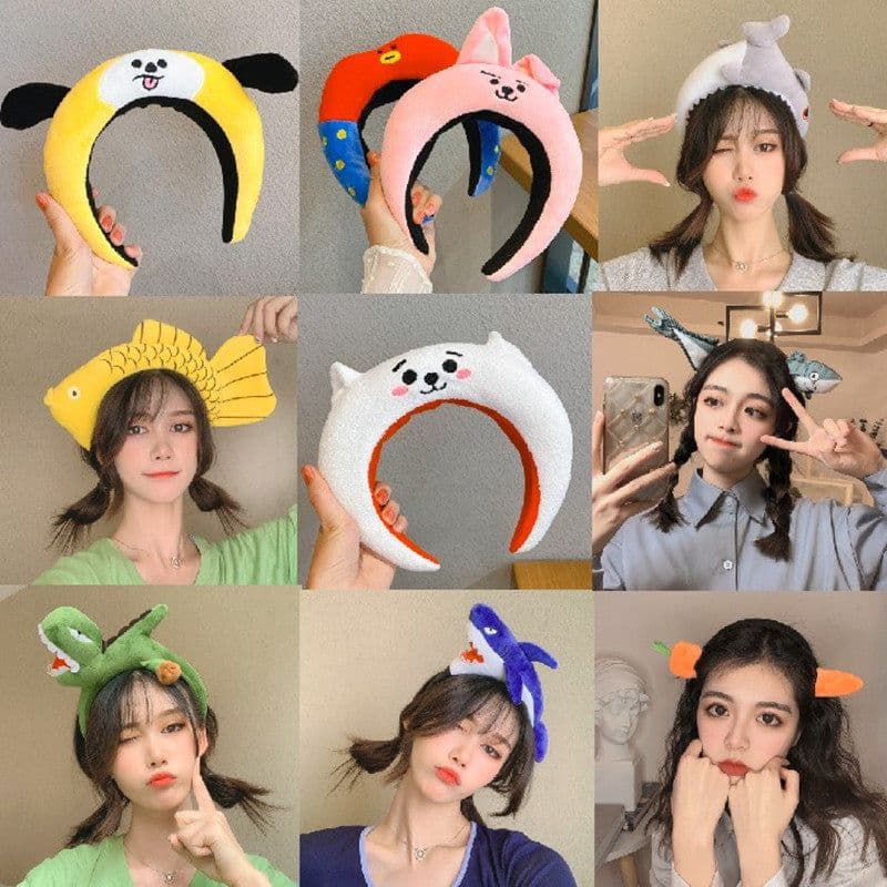 image-Cartoon plush funny doll headband headband belongs to carrot dinosaur head buckle hairpin live broadcast powder suction headband