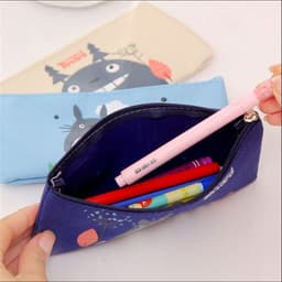 image-Japanese and Korean Harajuku Cartoon Canvas Hayao Miyazaki Pencil Case Cute Male and Female Student Pencil Case Anime My Neighbor Totoro Pencil Case