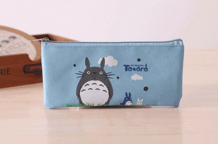 image-Japanese and Korean Harajuku Cartoon Canvas Hayao Miyazaki Pencil Case Cute Male and Female Student Pencil Case Anime My Neighbor Totoro Pencil Case