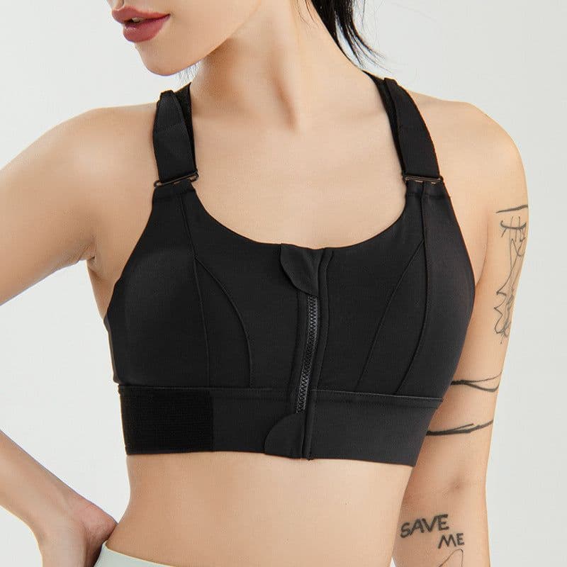 image-Velcro front zipper sports bra free adjustment vest type high-intensity shockproof large size fitness yoga underwear