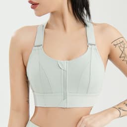 image-Velcro front zipper sports bra free adjustment vest type high-intensity shockproof large size fitness yoga underwear