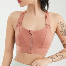 image-Velcro front zipper sports bra free adjustment vest type high-intensity shockproof large size fitness yoga underwear
