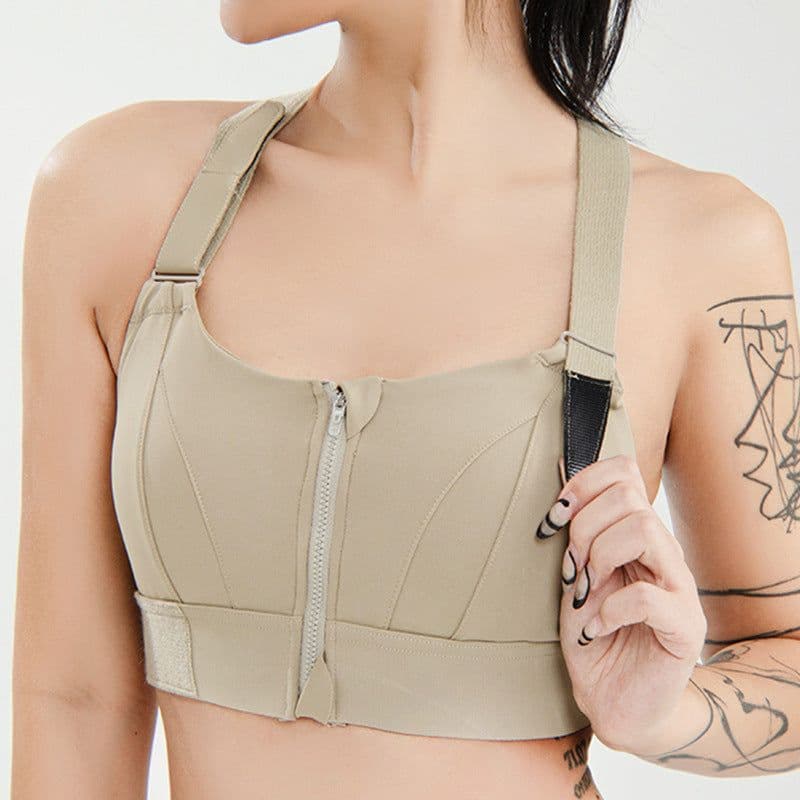 image-Velcro front zipper sports bra free adjustment vest type high-intensity shockproof large size fitness yoga underwear