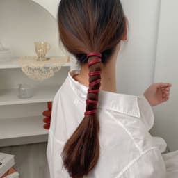 image-French leather straps tied high ponytail hair rope girl high sense of simplicity and simple net red 2021 new headgear head rope
