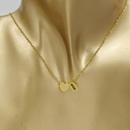 image-Cross-border hot-selling personalized fashion stainless steel pendant golden peach heart + English letters small beads A-Z couple necklace