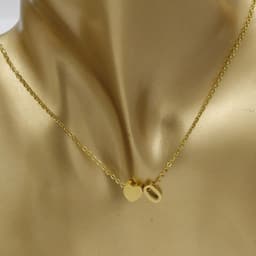 image-Cross-border hot-selling personalized fashion stainless steel pendant golden peach heart + English letters small beads A-Z couple necklace