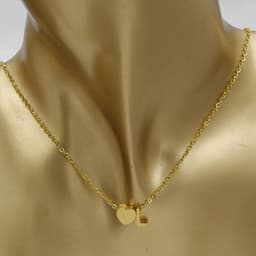 image-Cross-border hot-selling personalized fashion stainless steel pendant golden peach heart + English letters small beads A-Z couple necklace