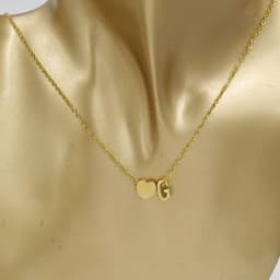 image-Cross-border hot-selling personalized fashion stainless steel pendant golden peach heart + English letters small beads A-Z couple necklace