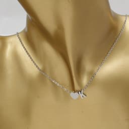 image-Cross-border hot-selling personalized fashion stainless steel pendant golden peach heart + English letters small beads A-Z couple necklace