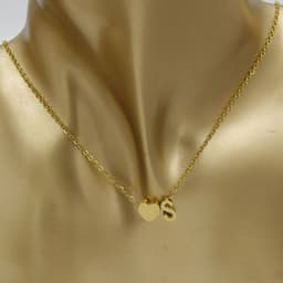 image-Cross-border hot-selling personalized fashion stainless steel pendant golden peach heart + English letters small beads A-Z couple necklace