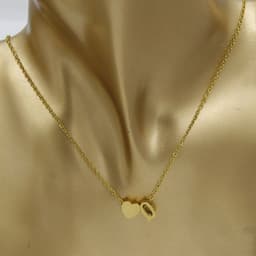 image-Cross-border hot-selling personalized fashion stainless steel pendant golden peach heart + English letters small beads A-Z couple necklace