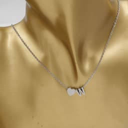image-Cross-border hot-selling personalized fashion stainless steel pendant golden peach heart + English letters small beads A-Z couple necklace
