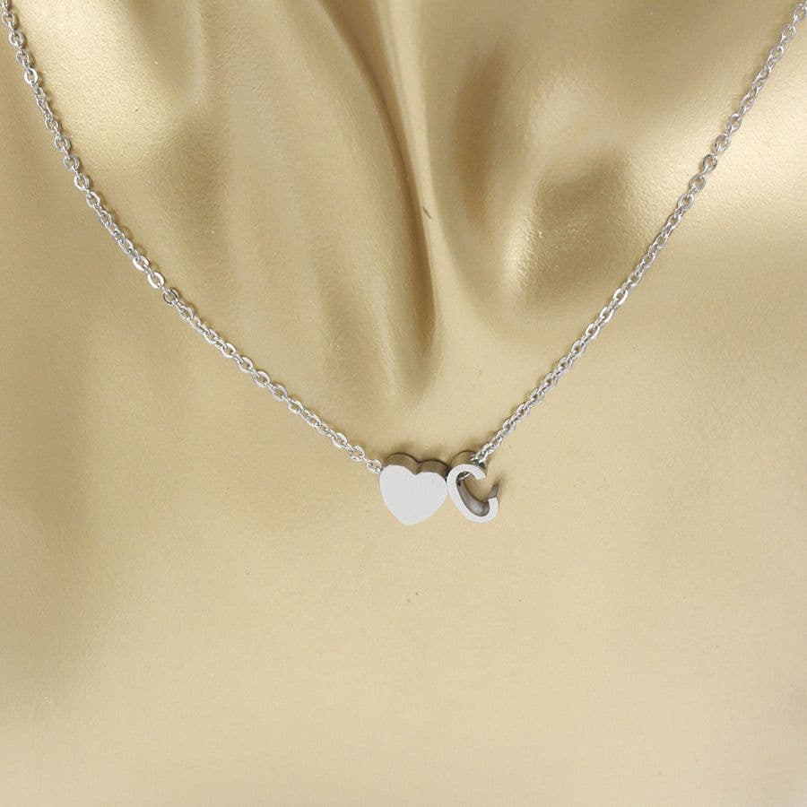 image-Cross-border hot-selling personalized fashion stainless steel pendant golden peach heart + English letters small beads A-Z couple necklace