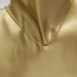 image-Cross-border hot-selling personalized fashion stainless steel pendant golden peach heart + English letters small beads A-Z couple necklace