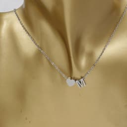image-Cross-border hot-selling personalized fashion stainless steel pendant golden peach heart + English letters small beads A-Z couple necklace