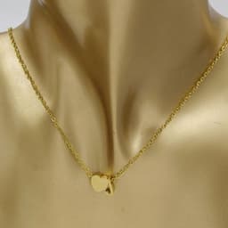image-Cross-border hot-selling personalized fashion stainless steel pendant golden peach heart + English letters small beads A-Z couple necklace