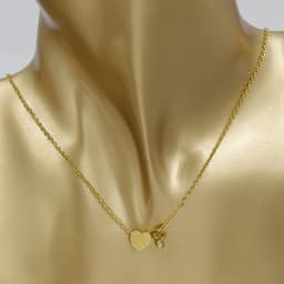 image-Cross-border hot-selling personalized fashion stainless steel pendant golden peach heart + English letters small beads A-Z couple necklace