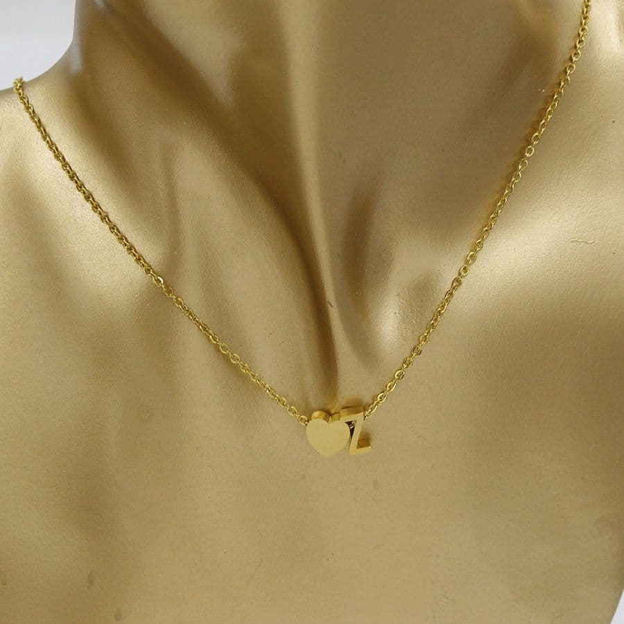 image-Cross-border hot-selling personalized fashion stainless steel pendant golden peach heart + English letters small beads A-Z couple necklace