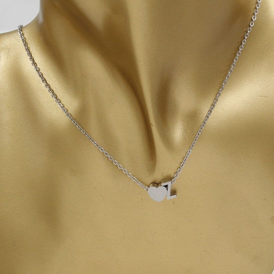 image-Cross-border hot-selling personalized fashion stainless steel pendant golden peach heart + English letters small beads A-Z couple necklace
