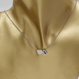image-Cross-border hot-selling personalized fashion stainless steel pendant golden peach heart + English letters small beads A-Z couple necklace