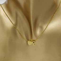 image-Cross-border hot-selling personalized fashion stainless steel pendant golden peach heart + English letters small beads A-Z couple necklace