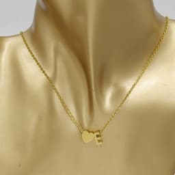 image-Cross-border hot-selling personalized fashion stainless steel pendant golden peach heart + English letters small beads A-Z couple necklace