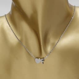 image-Cross-border hot-selling personalized fashion stainless steel pendant golden peach heart + English letters small beads A-Z couple necklace