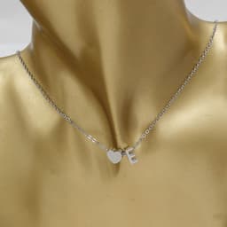 image-Cross-border hot-selling personalized fashion stainless steel pendant golden peach heart + English letters small beads A-Z couple necklace
