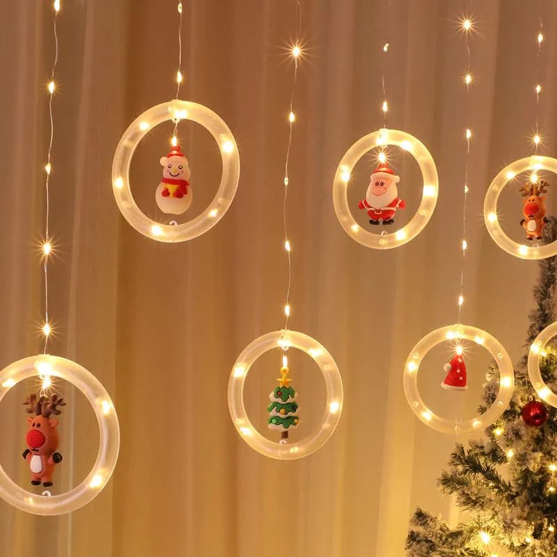 image-New Cross-border Christmas Light String Unicorn Curtain Light Christmas Cartoon Modeling Light LED Lantern Room Decoration