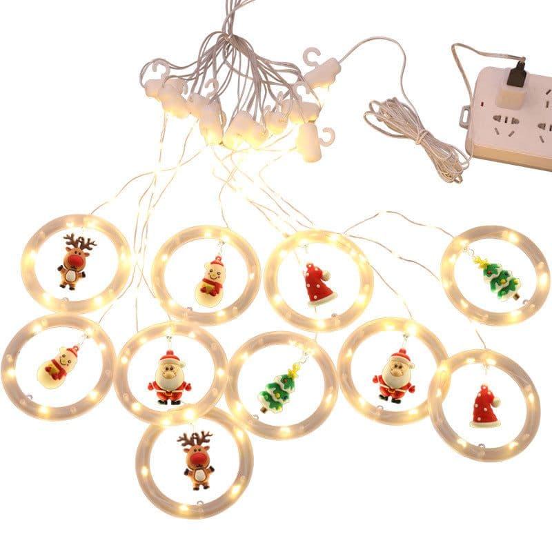 image-New Cross-border Christmas Light String Unicorn Curtain Light Christmas Cartoon Modeling Light LED Lantern Room Decoration