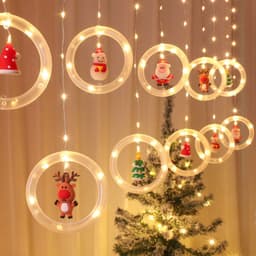 image-New Cross-border Christmas Light String Unicorn Curtain Light Christmas Cartoon Modeling Light LED Lantern Room Decoration