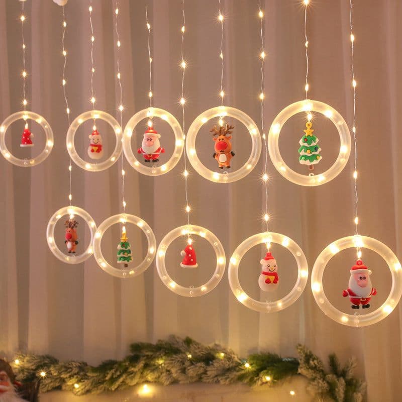 image-New Cross-border Christmas Light String Unicorn Curtain Light Christmas Cartoon Modeling Light LED Lantern Room Decoration