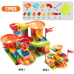 image-Children's ball slide building block large particle assembled track model compatible with Lego children's educational toys