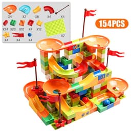 image-Children's ball slide building block large particle assembled track model compatible with Lego children's educational toys